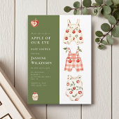 Waterverf Apple Baby shower Groene en Rode Outfit Kaart