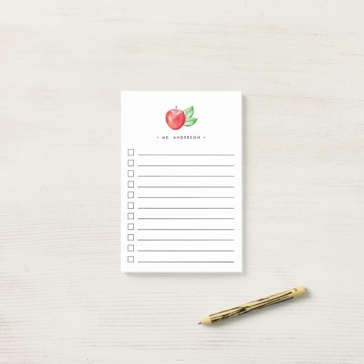 Waterverf Apple | Betonlijst Post-it® Notes (Op bureau)
