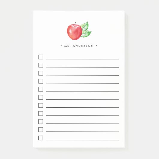 Waterverf Apple | Betonlijst Post-it® Notes (Voorkant)