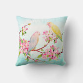 Waterverf Apple Blossom en Tortelduifjes Cushion Kussen (Achterkant)