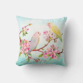 Waterverf Apple Blossom en Tortelduifjes Cushion Kussen (Voorkant)