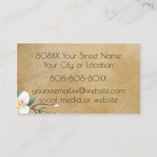 Waterverf Apple Blossom op Rustic Parchment Visitekaartje (Achterkant)