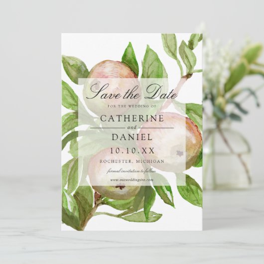 Waterverf Apple Branch Sla de datumkaart op Kaart (Staand voorkant)