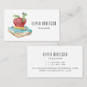 Waterverf Apple en moderne onderwijzer Visitekaartje (Voorkant / Achterkant)