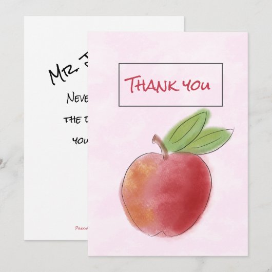 Waterverf Apple Hartelijk dank voor uw docent Kaart (Voorkant / Achterkant)
