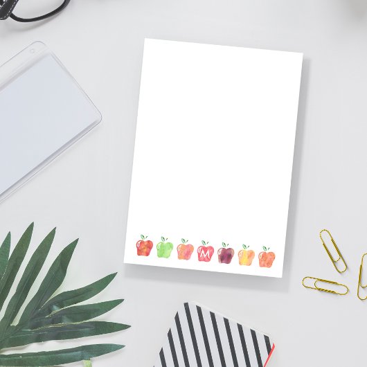 Waterverf Apple Initiaal Monogram Leerlingennota's Post-it® Notes