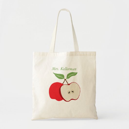 Waterverf Apple met de naam van de leraar Tote Bag (Voorkant)