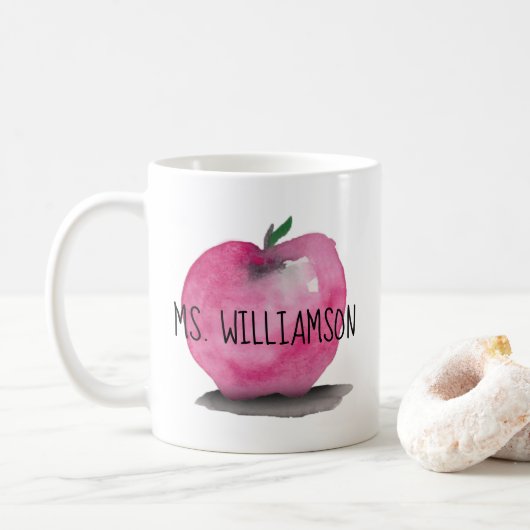 Waterverf APPLE, modern, leraar Koffiemok (Met donut)