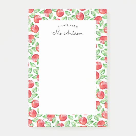 Waterverf Apple Patroon | Gepersonaliseerd Post-it® Notes (Voorkant)