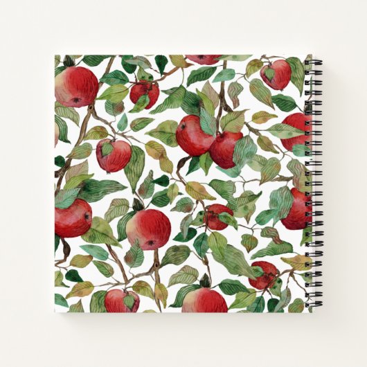 Waterverf Apple Patroon | Monogram cidermaker Notitieboek (Achterkant)