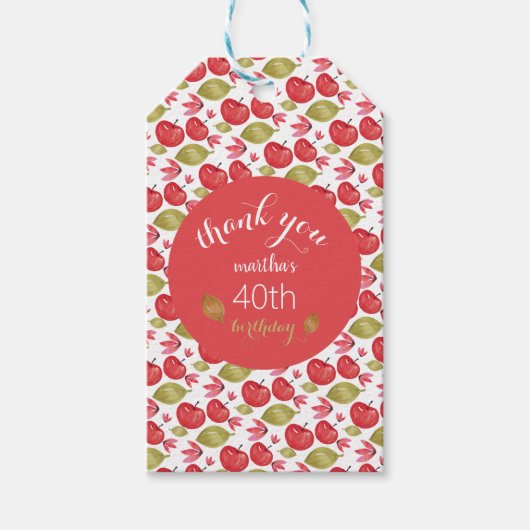 Waterverf Apple Pattern Handbeschilderd Cadeaulabel (Voorkant)