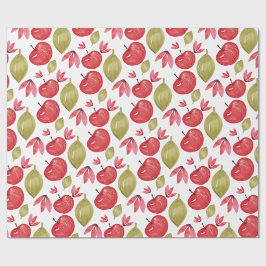 Waterverf Apple Pattern Handbeschilderd Cadeaupapier (Vlak)