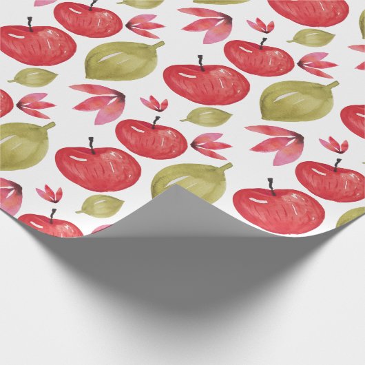 Waterverf Apple Pattern Handbeschilderd Cadeaupapier (Hoek)