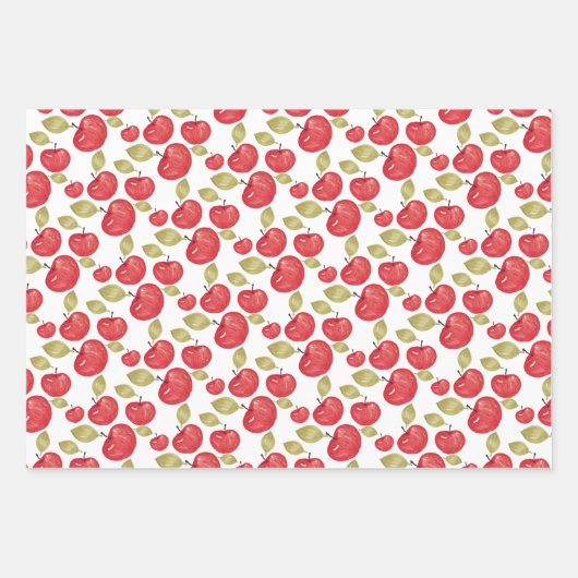 Waterverf Apple Pattern Handbeschilderd Inpakpapier Vel (Voorkant 3)