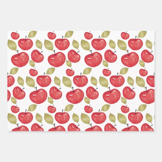 Waterverf Apple Pattern Handbeschilderd Inpakpapier Vel (Voorkant)