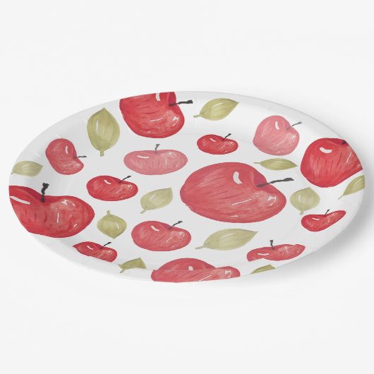 Waterverf Apple Pattern Handbeschilderd Papieren Bordje (Gekanteld)