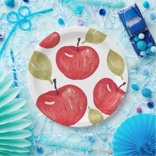 Waterverf Apple Pattern Handbeschilderd Papieren Bordje (Feest)
