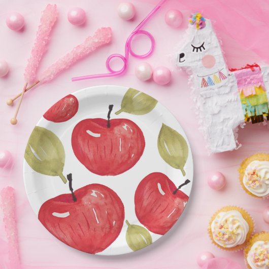 Waterverf Apple Pattern Handbeschilderd Papieren Bordje (Feest)