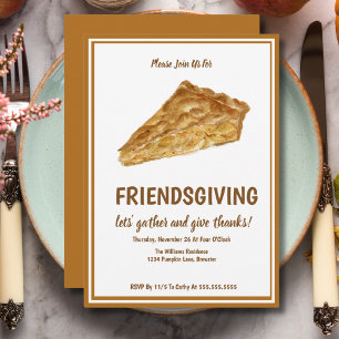Waterverf Apple Pie Friendsgiving Thanksgiving Kaart