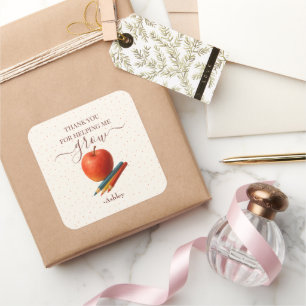 Waterverf Apple Teacher - Bedankt Cadeaus - Vierkante Sticker