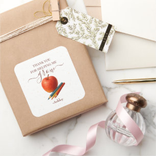Waterverf Apple Teacher - Bedankt Cadeaus - Vierkante Sticker