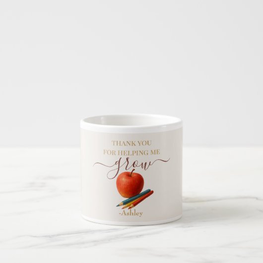 Waterverf Apple Teacher - Bedankt Gift Espresso Kop (Voorkant)