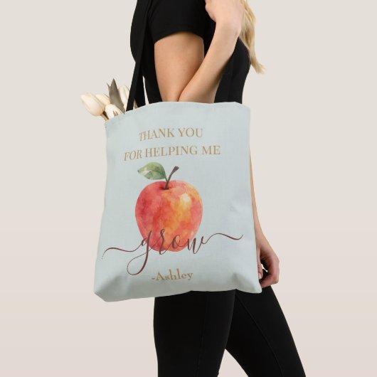 Waterverf Apple Teacher - Bedankt Gift Tote Bag (Dichtbij)