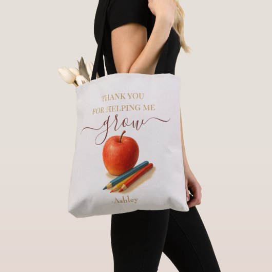 Waterverf Apple Teacher - Bedankt Gift Tote Bag (Dichtbij)