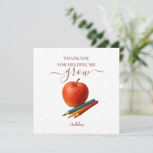 Waterverf Apple Teacher – Dank je wel kaarten (Staand voorkant)