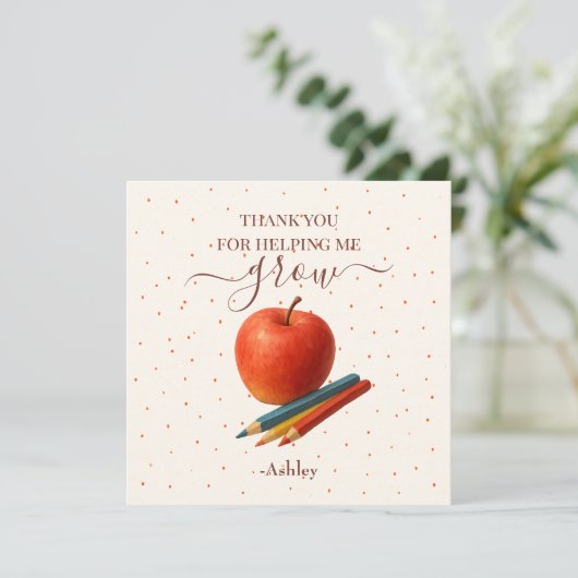Waterverf Apple Teacher – Dank je wel kaarten (Staand voorkant)