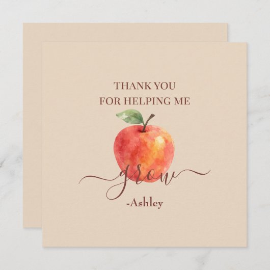Waterverf Apple Teacher – Dank je wel kaarten (Voorkant / Achterkant)