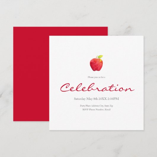 Waterverf Apple Uitnodiging (Voorkant / Achterkant)