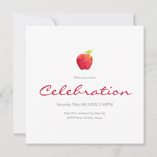 Waterverf Apple Uitnodiging (Voorkant)
