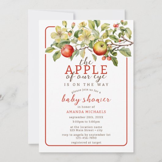 Waterverf Apple van Onze Eye Herfst Baby shower Kaart (Voorkant)