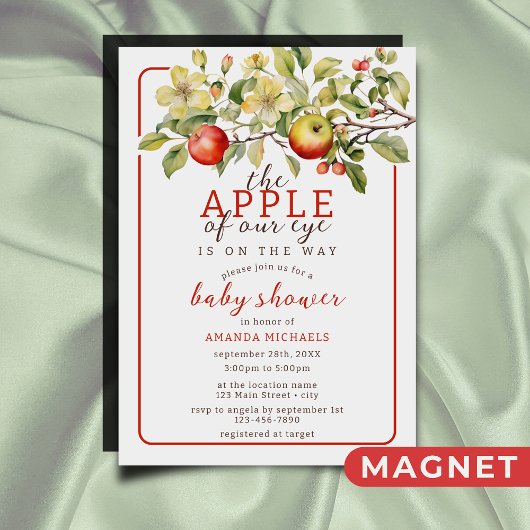Waterverf Apple van Onze Eye Herfst Baby shower Magnetische Uitnodiging