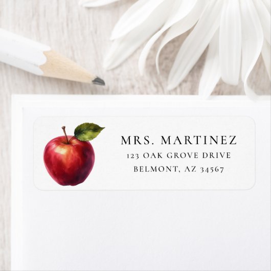 Waterverf Apple voor Docent Retouradres Label (Insitu)