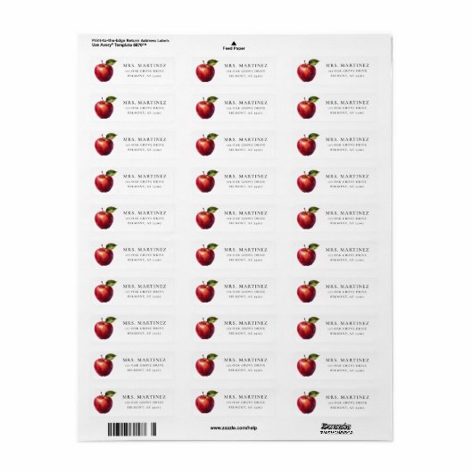 Waterverf Apple voor Docent Retouradres Label (Full Sheet)