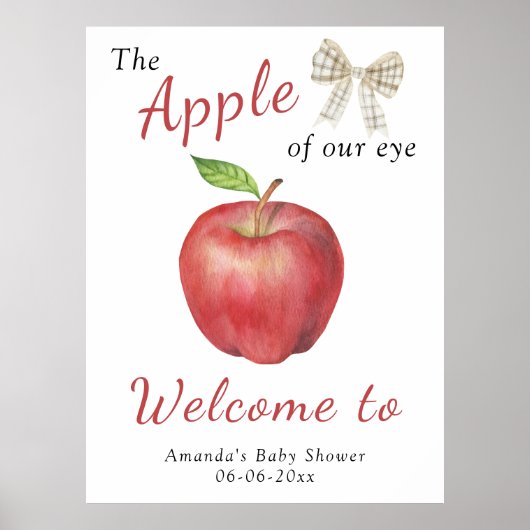 Waterverf Apple Welkom baby shower Party Poster (Voorkant)