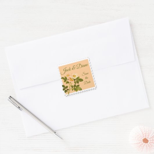 Waterverf Appleblossom Stem Vierkante Sticker (Envelop)