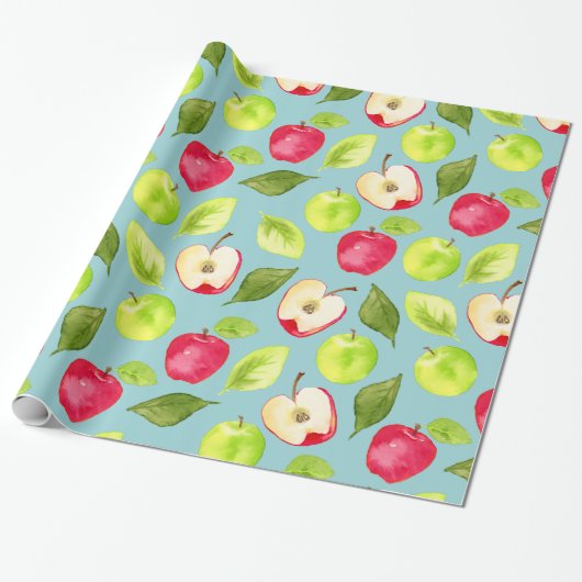 Waterverf Apples Patroon Cadeaupapier (Uitgerold)