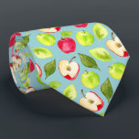 Waterverf Apples Patroon Stropdas<br><div class="desc">Dit is een patroon van appels. Er zijn groene en rode appels. De ene wordt in de helft gesneden. Er zijn ook wat bladeren in het patroon gemengd. De appels waren gekleurd in de waterverf.</div>