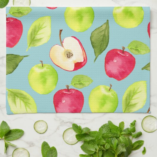 Waterverf Apples Patroon Theedoek (Gevouwen)