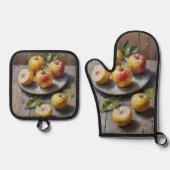 Waterverf Apples schilderen Ovenwant & Pannenlap Set (Voorkant)