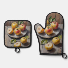 Waterverf Apples schilderen Ovenwant & Pannenlap Set