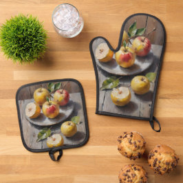 Waterverf Apples schilderen Ovenwant & Pannenlap Set