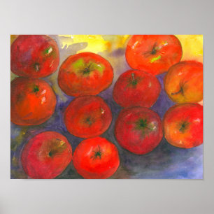 Waterverf Apples schilderen Poster