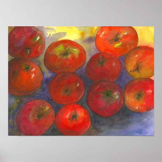 Waterverf Apples schilderen Poster (Voorkant)