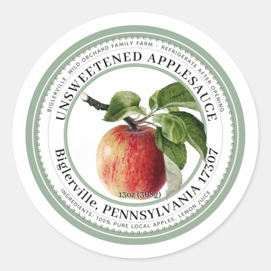 Waterverf Applesaucelabel Ronde Sticker (Voorkant)