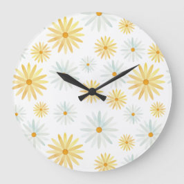 Waterverf April Daisies Pattern Grote Klok