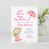 Waterverf april douches brengen mei bloemen kaart (Staand voorkant)